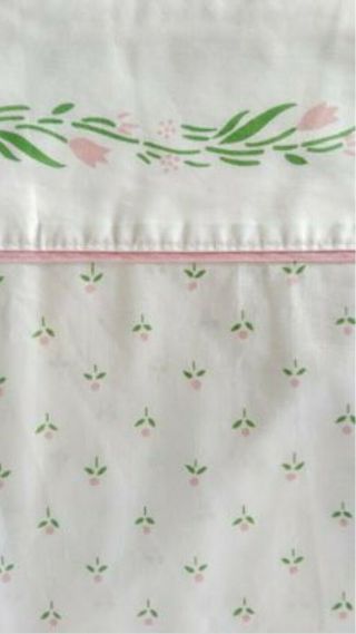 Vintage Laura Ashley Twin Flat Sheet Castleberry Sprig Pink Floral Rare
