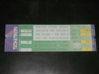 Tom Petty And Bob Dylan 1986 Ticket Stub Madison Square Garden 7/17/86 Rare