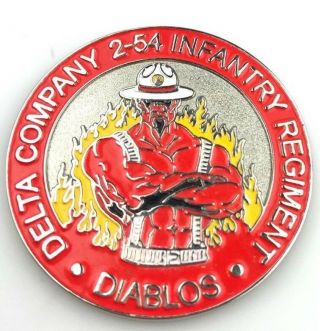Rare Challange Coin Delta Company 2 - 54 Infantry Regiment Diablos Firefighter
