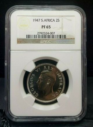 1947 South Africa Proof 2 Shilling 2s Ngc Pf65 Silver Rare Florin 2,  600 Minted