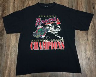 Rare Vtg 1992 Atlanta Braves World Series Nl T Shirt Single Stitch Usa Mens Xl