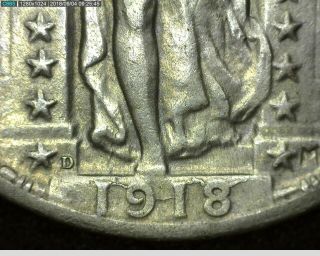 EXTREMELY RARE 1918 - D STANDING LIBERTY QUARTER CUD 3