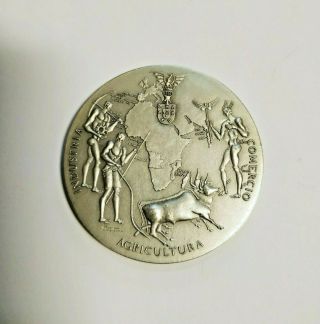 Antique Rare Sterling Silver Medal from 100th of Banco Nacional Ultramarino 2