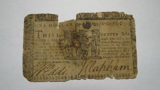 $1 1774 Maryland Md Colonial Currency Note Bill Four Shillings Six Pence Rare