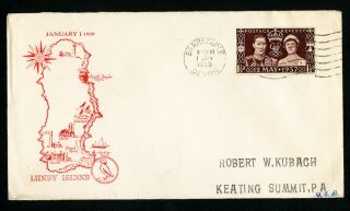 Lundy Island Stamps 1939 Cover With Rare Stamp Local Cancel