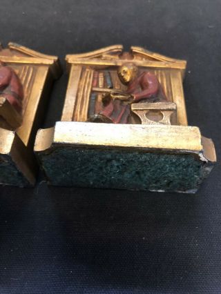 RARE 1922 L.  V.  A Bookends by Ronson Bronzed Heavy Metal Monk Reading ART DECKO 5