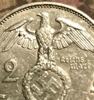 The Rare ‘39 - A Silver Eagle Large Germany Ww2 Coin Nazi German Old Antique Us