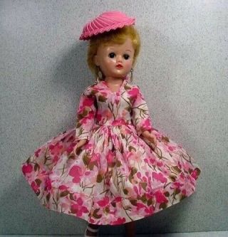Vintage 1950s Rare Vogue Dolls Dress Set Pink Floral W Rare Hat Jill/ginny
