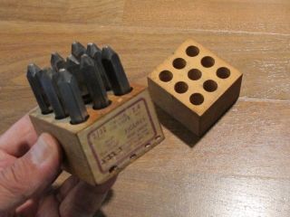 Old/vtg “figures” 3/32” Steel Stamps Set Antique/rare Machinist Tool,  Wood Box