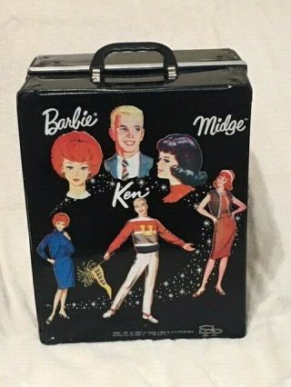 1964 Era Barbie Ken & Midge Fashion Trunk - Holds 3 Dolls Rare - Hard To Find