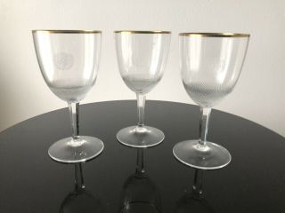 Moser United Nations Crystal Wine Water Glass Flutes Stems Set 3 Rare Rare