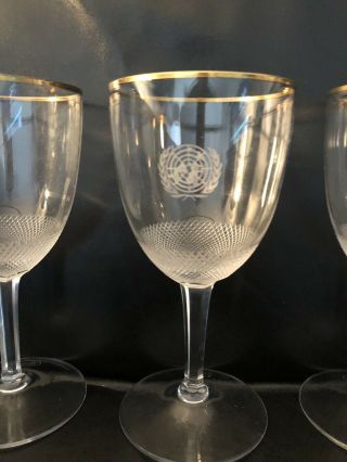 Moser United Nations Crystal Wine Water Glass Flutes Stems SET 3 RARE RARE 2