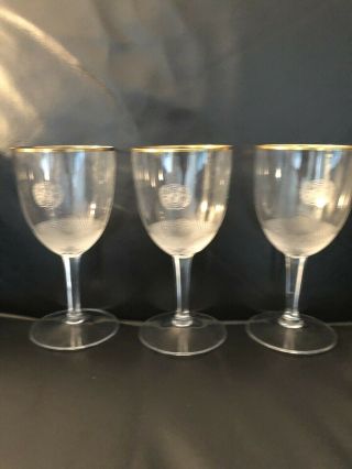 Moser United Nations Crystal Wine Water Glass Flutes Stems SET 3 RARE RARE 3