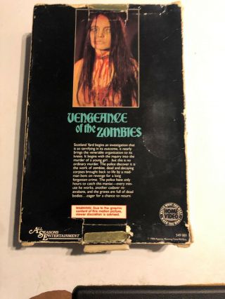 Vengeance Of The Zombies VHS All Seasons Entertainment Big Box Rare OOP 2