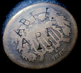Rare 1865 Two Cent 2c Lincoln Death Date Union Eagle Civil War Counterstamp Coin