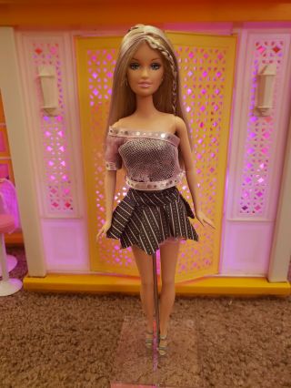 Barbie Doll Fashion Fever Drew Lara Face Purple Hair Streaks Ooak Play Rare