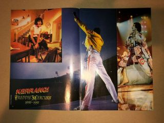 Freddie Mercury Queen Rare Poster 1946 - 1991 Kerrang 8 Page Pull - Out