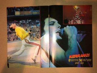 Freddie Mercury QUEEN Rare Poster 1946 - 1991 Kerrang 8 page pull - out 3