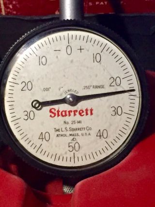 Starrett Dial Indicator 25 - 141 Boxed Vintage Rare Find.