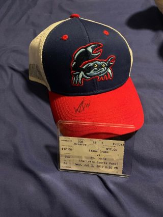 Wander Franco Auto Autograph Limited Ed 4th Of July Stone Crabs Hat Signed Rare