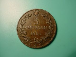 Italy - Rare Date - 1895 - R 5 Centesimi In
