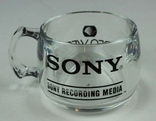 Sony Vintage Rare Advertising Recording Media Coffee Mug Clear Acrylic Cup