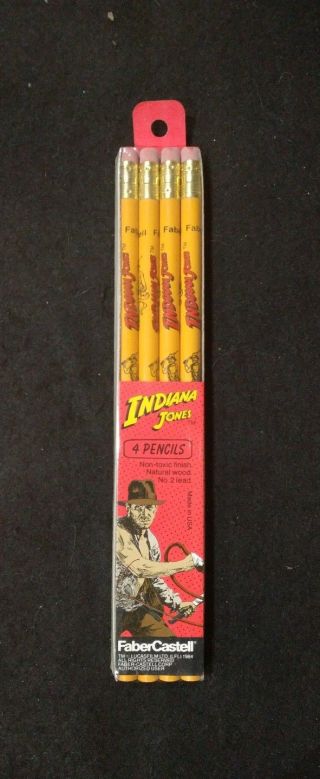 Rare 1984 Indiana Jones No.  2 Pencil Set - 4 Pencils - Harrison Ford Lucasfilm