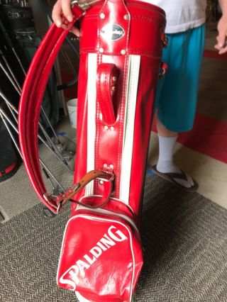 Very Rare Vintage Spalding Golf Bag Red And White Vinyl