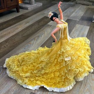 VTG Rare LUCERO TENA Marin Chiclana Spanish Flamenco Dancer Doll Yellow Massive 3