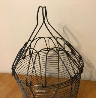 RARE Antique/Vtg Metal Wire Egg Basket Holder Carrier Hanging Farm Country Decor 6