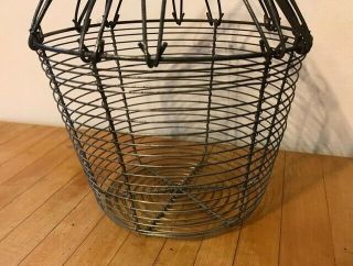 RARE Antique/Vtg Metal Wire Egg Basket Holder Carrier Hanging Farm Country Decor 7