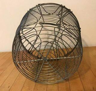 RARE Antique/Vtg Metal Wire Egg Basket Holder Carrier Hanging Farm Country Decor 8