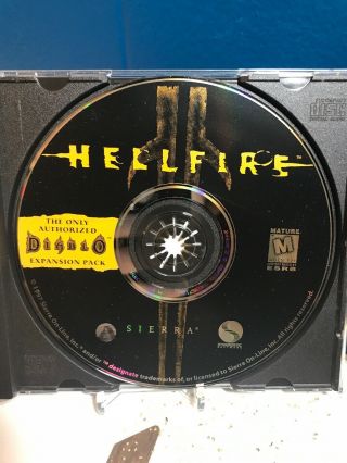 Hellfire Rare Diablo Expansion Pack Pc Cd - Rom Windows Computer Game 1997 Disc