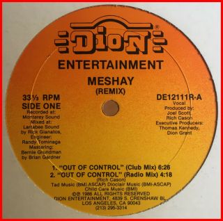 Electro Boogie 12 " Meshay - Out Of Control (remix) Dion - Rare 