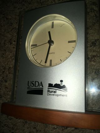Rare Glass USDA Rural Development Desk Clock Wall Decor Collectable AD Promo 4