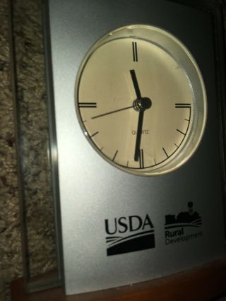 Rare Glass USDA Rural Development Desk Clock Wall Decor Collectable AD Promo 5