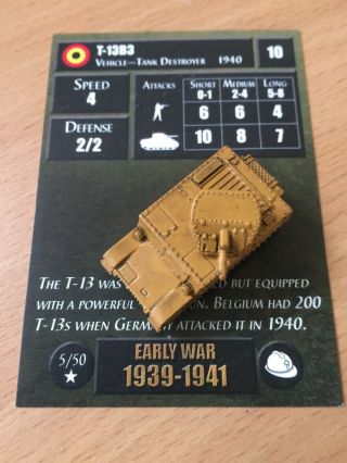 Axis And Allies Miniatures - Belgium Tank Destroyer Rare