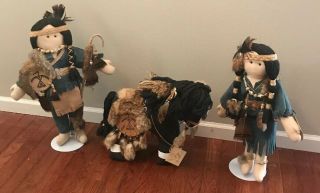 Rare Vintage Native American Indian Horse Dolls Fur Leather Sidonie Schiller