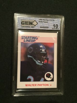 Walter Payton 1988 Starting Lineup Slu Card - Very Rare - 10 Gem Graded