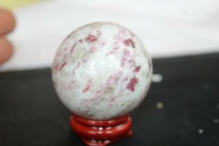 133g Natural Rare Red Tourmaline Quartz Crystal Sphere Ball Healing