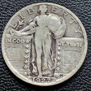 1927 S Standing Liberty Quarter 25c San Francisco Better Grade Rare 18939