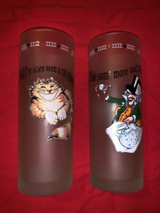 2 Rare Alice In Wonderland Dartington Paul Cardew Frosted Glass Tumblers