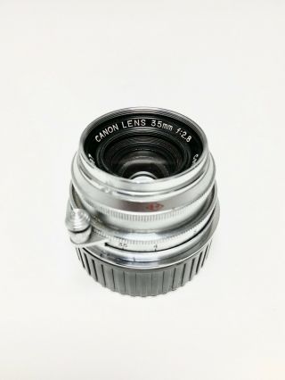 Rare " Exc " Canon 35mm F2.  8 Leica 39mm Ltm Leica Screw Mount (w/ M Adapter)