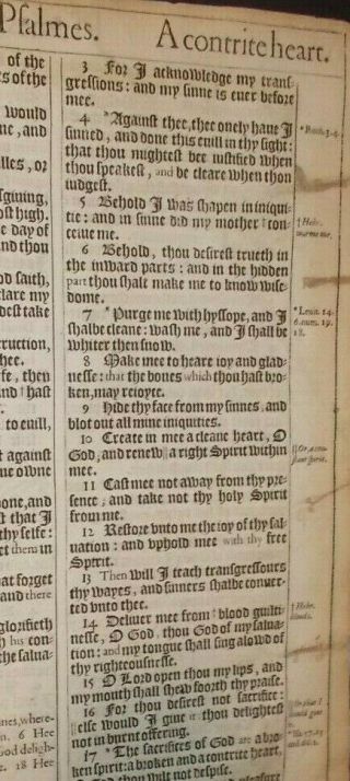 1611 KJV Bible - David ' s Confession - Psalm 51 - Folio - RARE - 1st Ed.  - 2nd Printing 3
