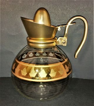 Rare Vintage Curtis Coffee Sombrero Glass Copper Coffee Pot