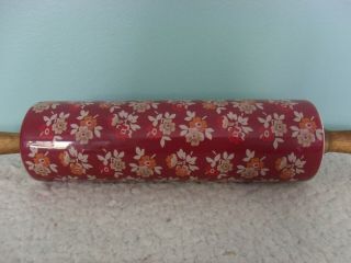 PIONEER WOMAN ROLLING PIN BURGUNDY AUTUMN HARVEST FALL FLORAL RARE 2