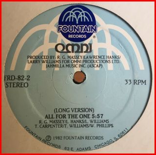 Chicago Boogie Funk 12 " Omni - All For The One Fountain - Rare 