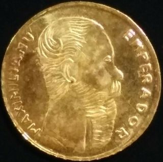 Scarce 8k Gold Gem Bu 1865 Mexican Peso Token Marked 333.  Rare.  15 Gram Bullion