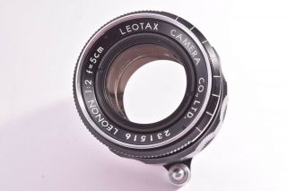 Rare Leotax Leonon Lens 50mm/f2 / Leica 39mm Lmt Screw Mount 231516