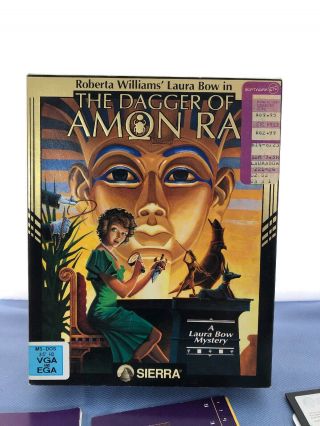 Laura Bow The Dagger of Amon Ra Sierra IBM PC Big Box Vintage 3.  5 